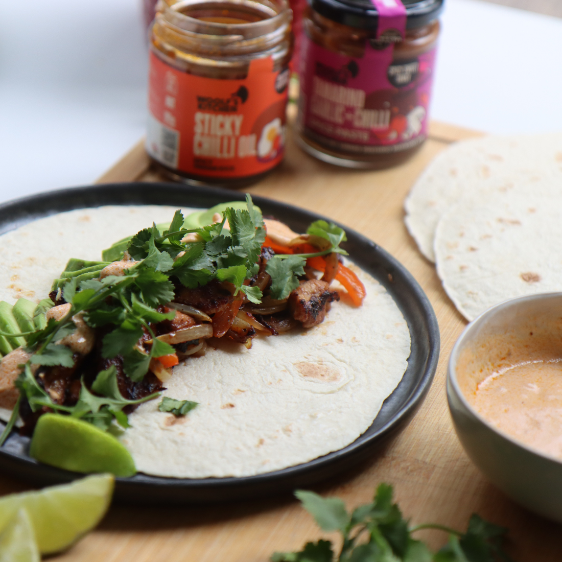 Thai-spiced chicken fajitas