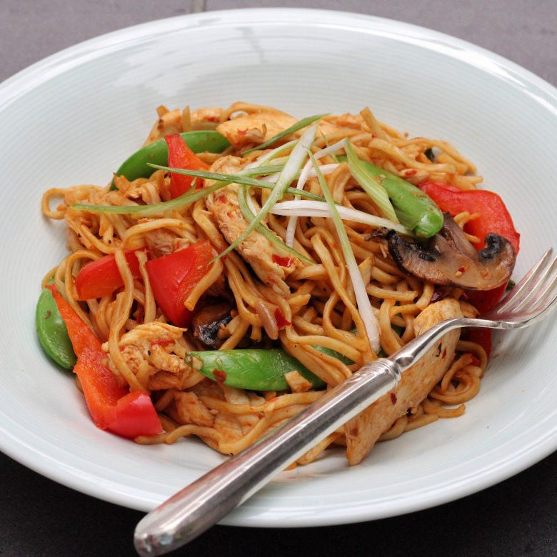 Easy chicken noodle stir-fry with chilli bean sauce
