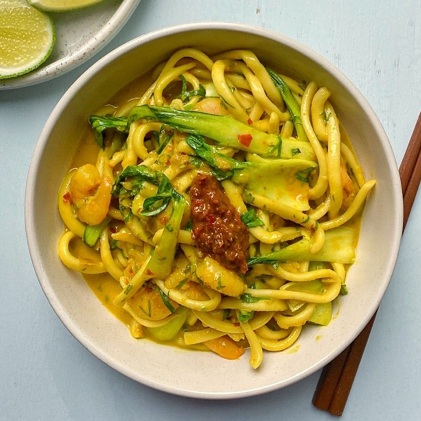 Firecracker prawn noodle bowl