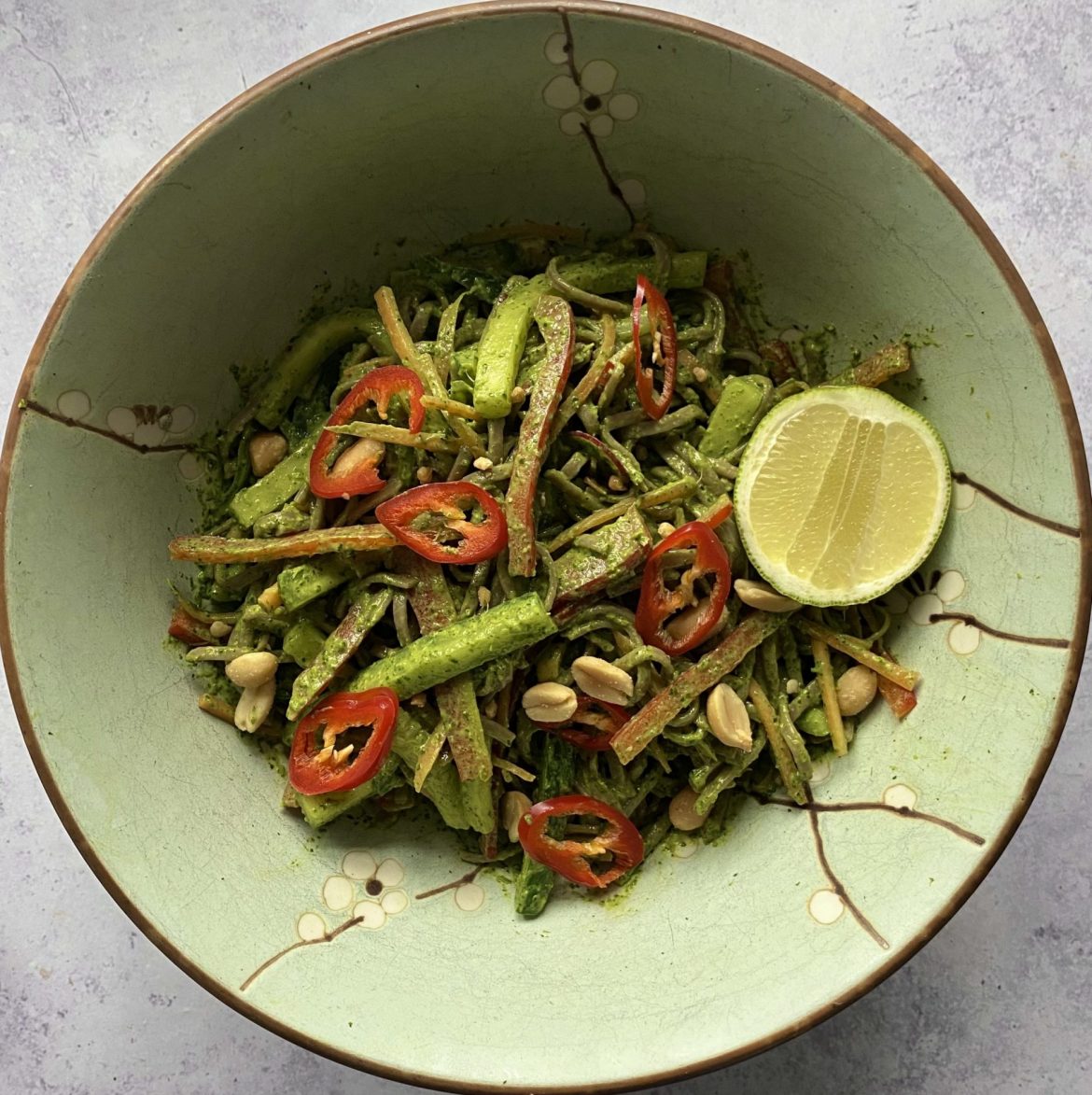Green sesame noodle salad