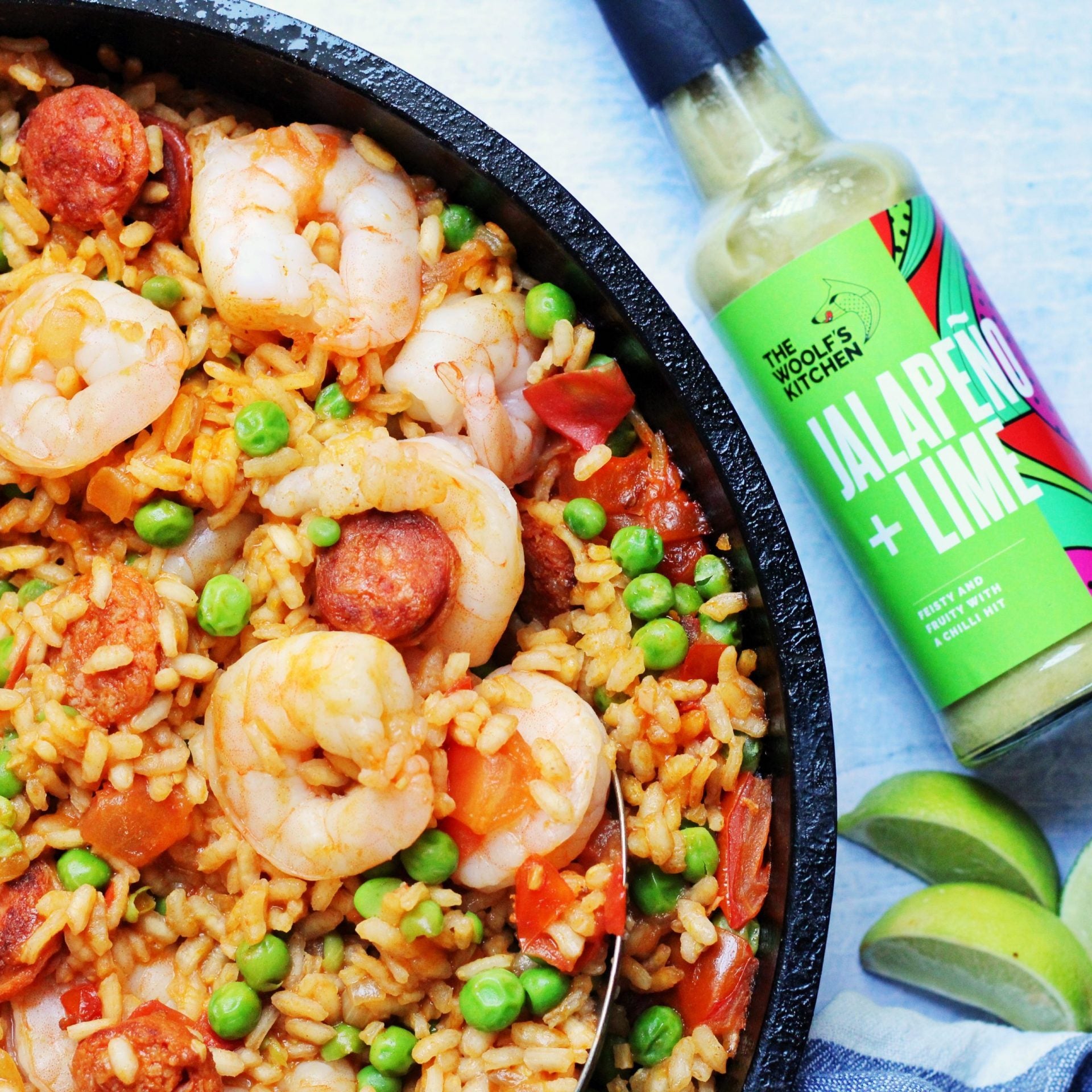 Prawn and chorizo paella