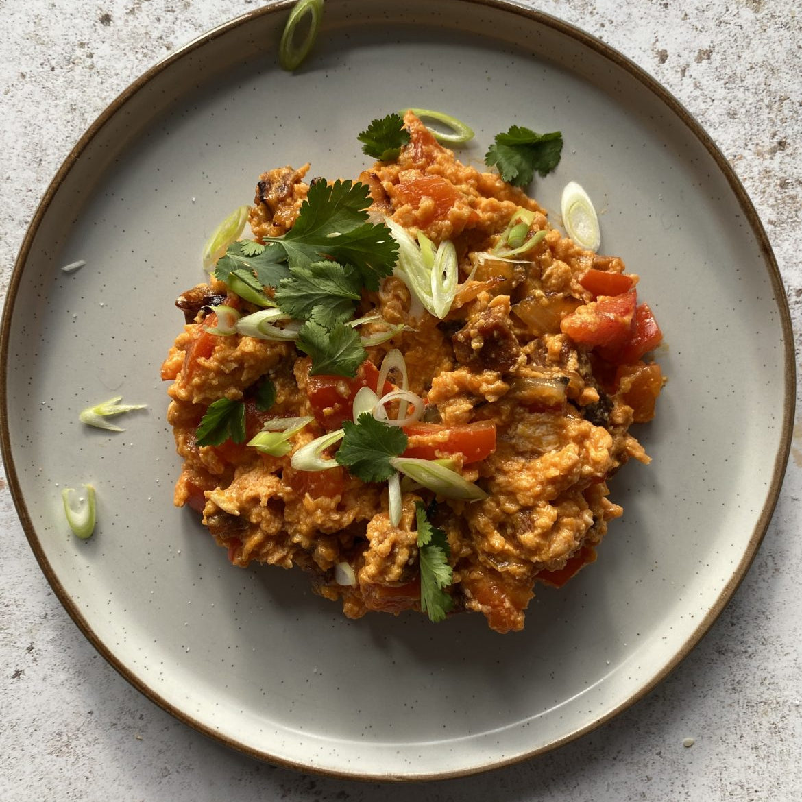 Sriracha scrambled eggs & chorizo