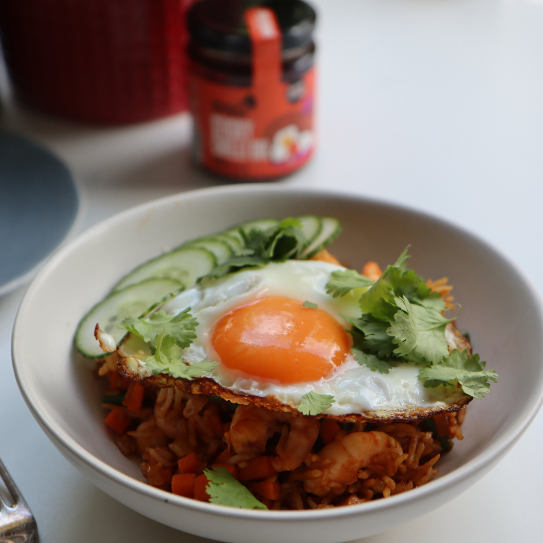 Sticky Chilli Oil Prawn Nasi Goreng