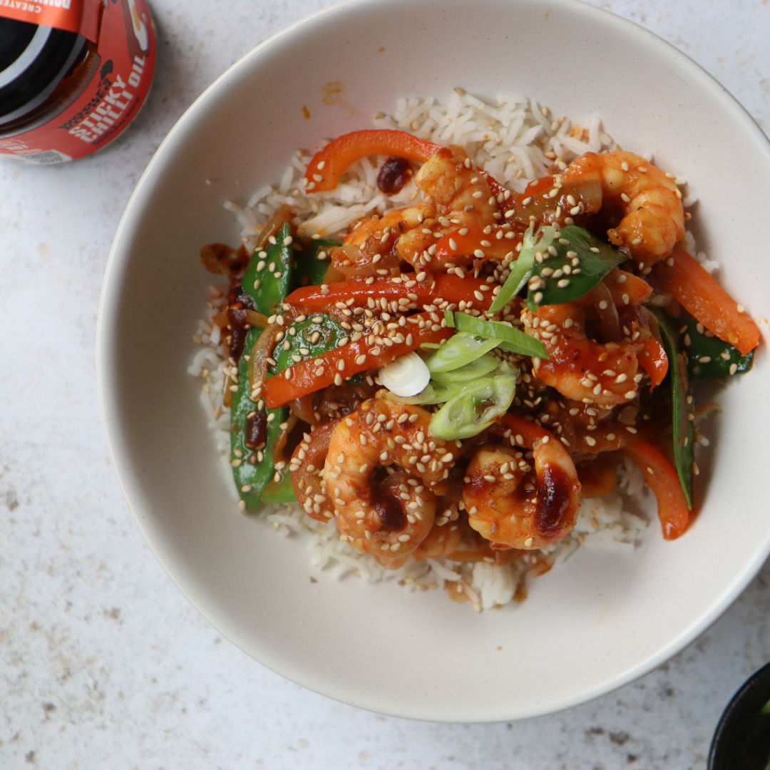 Sticky Chilli Prawns