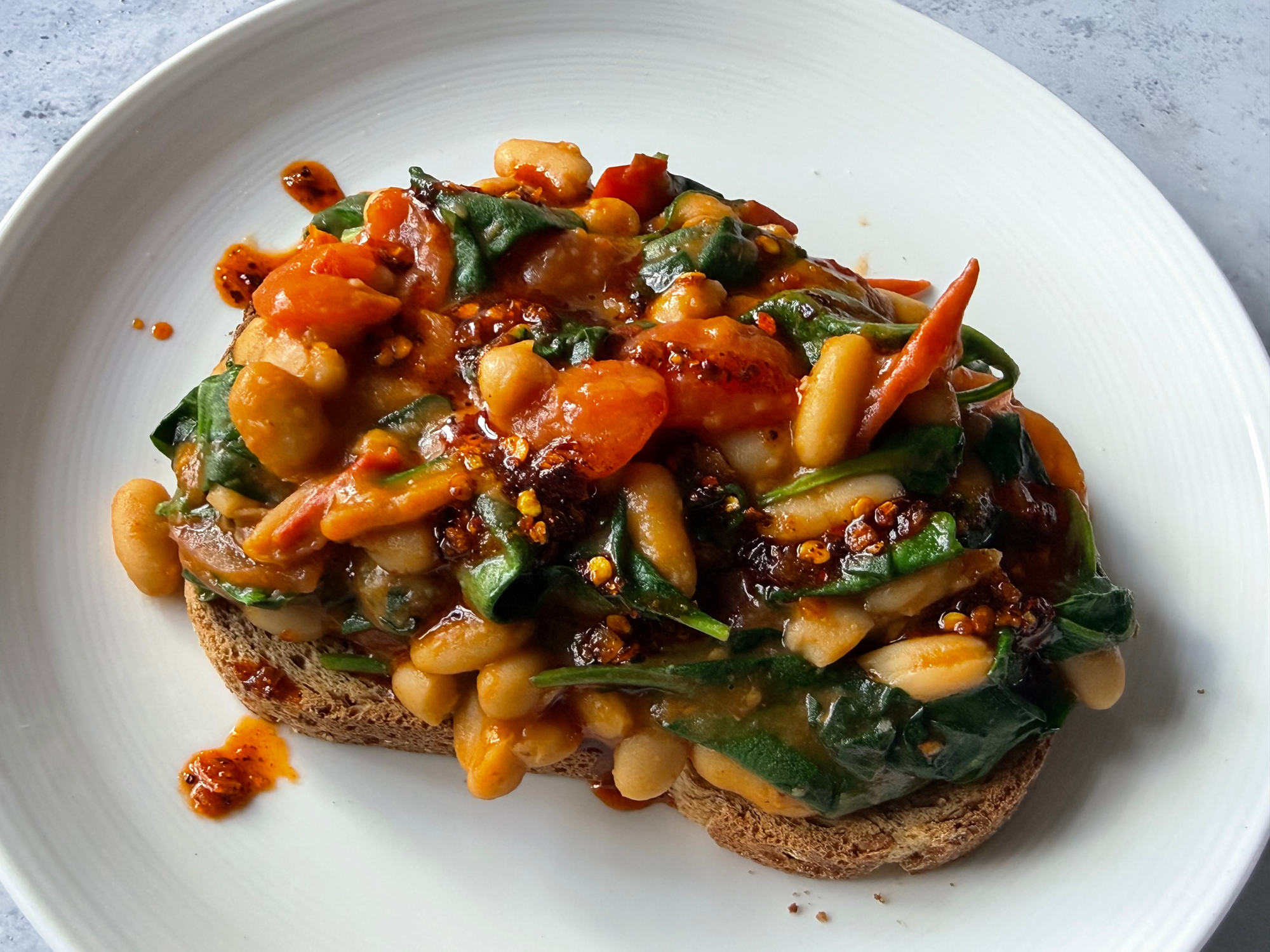 Spicy Beans Tomatoes On Toast Woolf s Kitchen spicy-beans-tomatoes-on-toast-woolf-s-kitchen