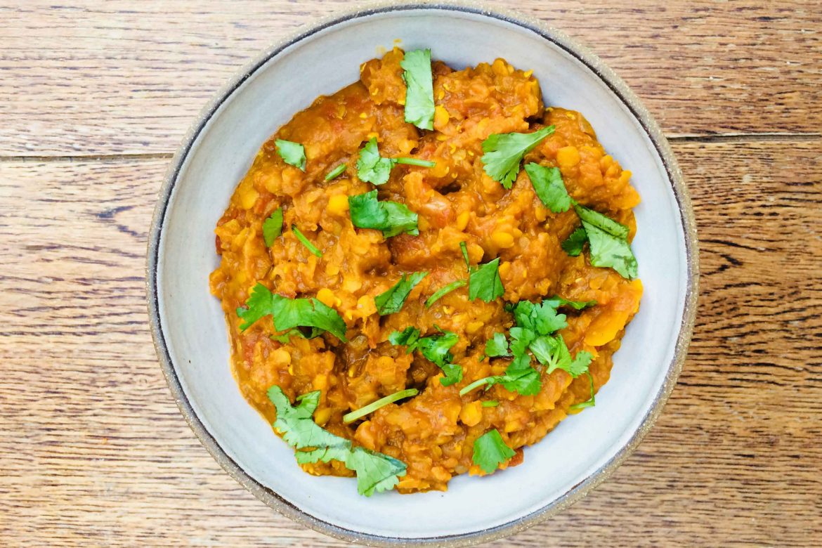 Simple red lentil dhal with coriander