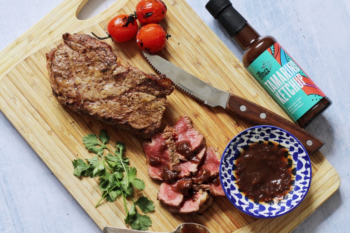 Steak with tamarind ketchup