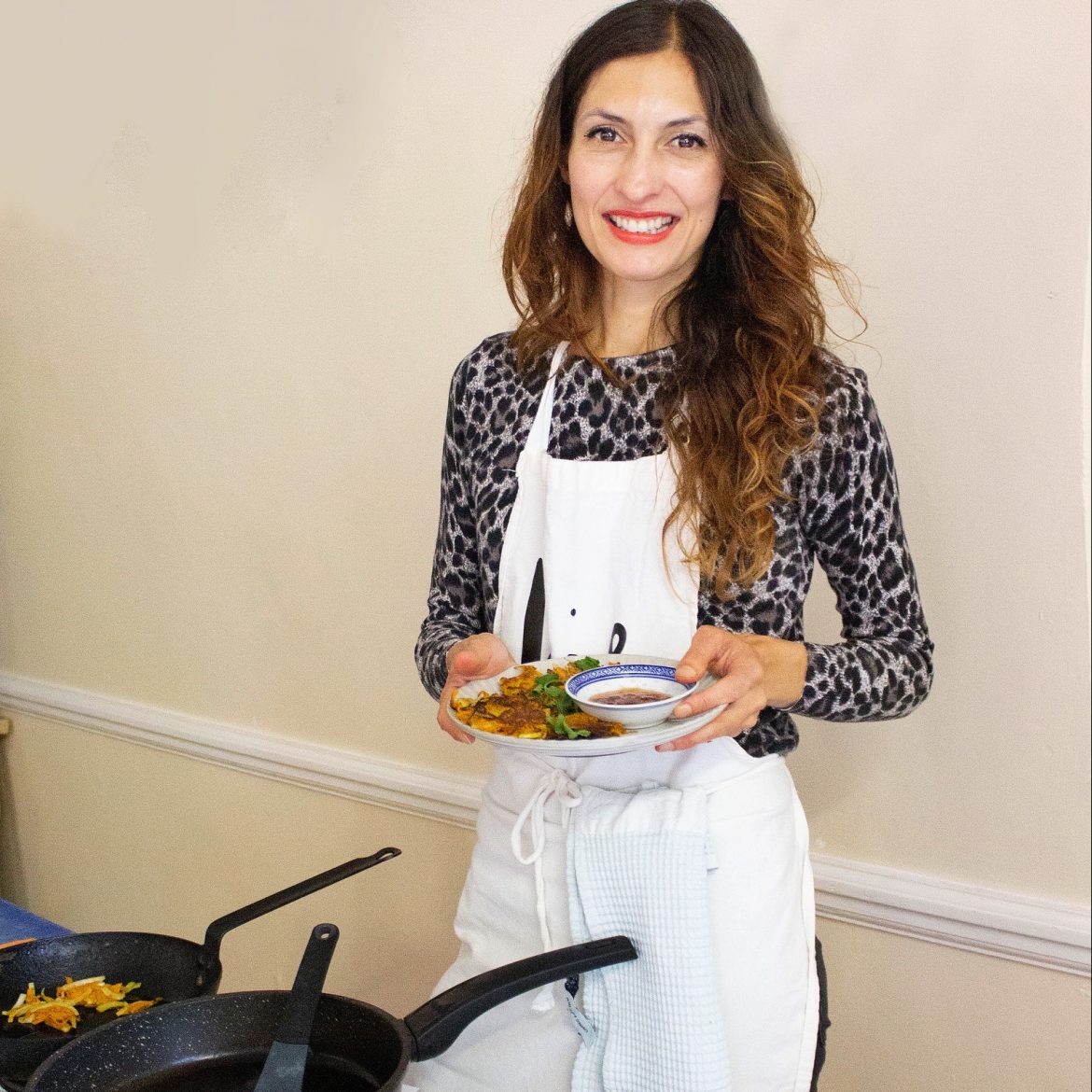 Dominique Woolf making zero waste spicy carrot fritters